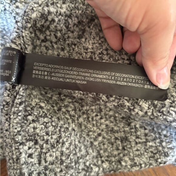 Zara black & white open jacket faux leather trim pockets size S 6873/129/064/S - Picture 4 of 12